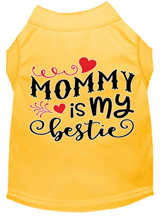 Mommy is my Bestie Screen Print Dog Shirt Yellow Med